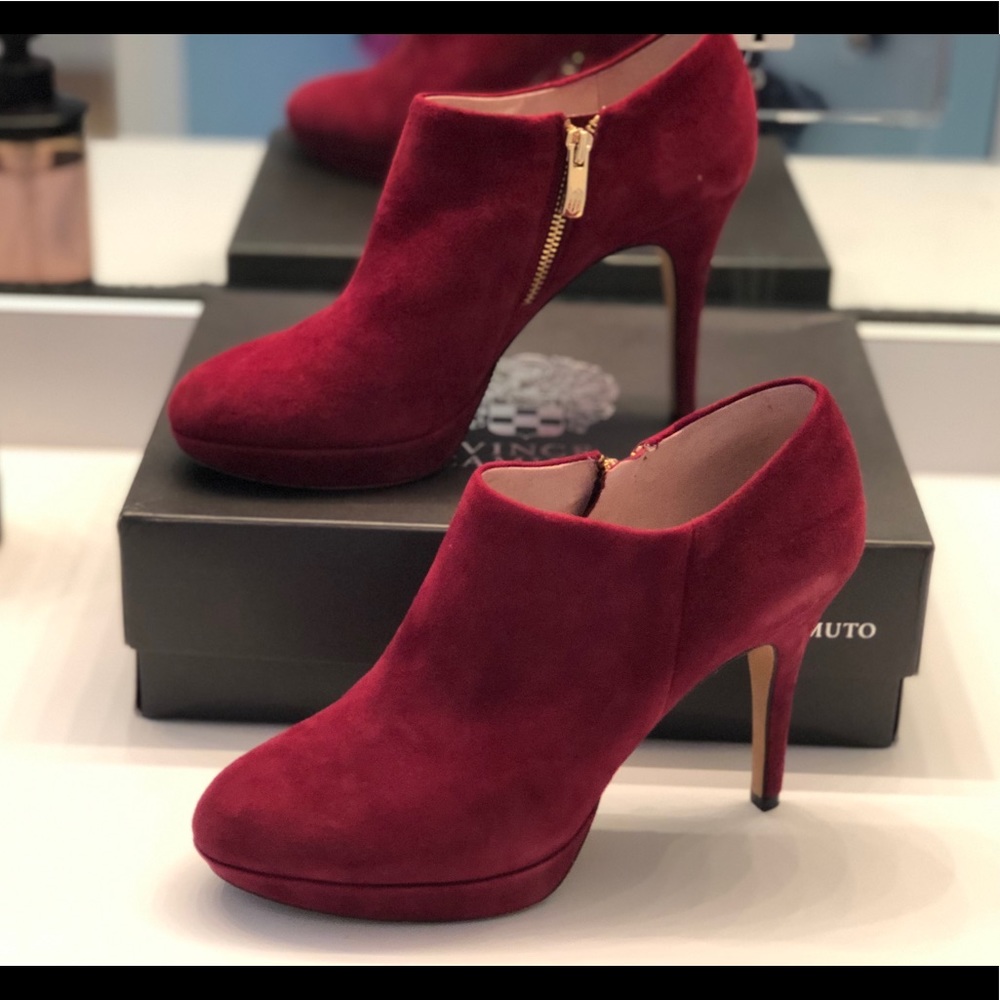 Vince Camino Elvin Suede Booties (Burgundy)